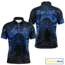 Load image into Gallery viewer, Custom Multi-Skull Lightning Blue Dartboard Dart Men Polo Jerseys Grim Reaper Dart Shirts NYN1738