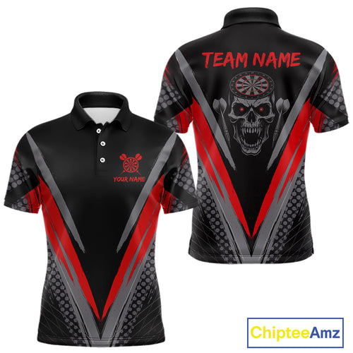 Custom Multi-Skull Lightning Blue Dartboard Dart Men Polo Jerseys Grim Reaper Dart Shirts NYN1739