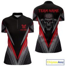 Load image into Gallery viewer, Custom Multi-Skull Lightning Blue Dartboard Dart Women Quarter-Zip Jerseys Grim Reaper Dart Shirts NYN1739