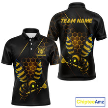 Load image into Gallery viewer, Custom Black &amp; Yellow Funny Bee Gold Dart Arrow Dart Men Polo Jerseys Outfits Dart Shirts NYN1735