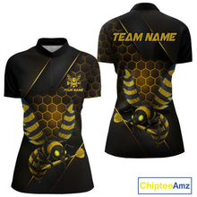 Load image into Gallery viewer, Custom Black &amp; Yellow Funny Bee Gold Dart Arrow Dart Women Quarter-Zip Jerseys Outfits Dart Shirts NYN1735