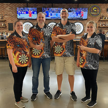 Load image into Gallery viewer, Orange Leopard Flame Dartboard Custom Men Darts Polo League Shirts Grunge Dart Jerseys NYN2241