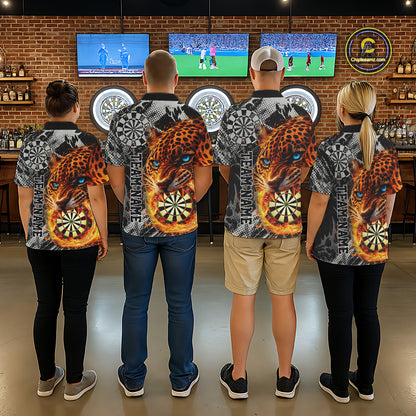 Orange Leopard Flame Dartboard Custom Men Darts Polo League Shirts Grunge Dart Jerseys NYN2241