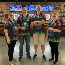 Load image into Gallery viewer, Custom Colorful Skull Dart Arrow Fire Flame Women Darts Quarter-Zip League Shirts Dart Jerseys NYN2242