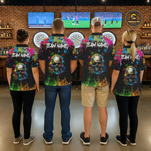 Load image into Gallery viewer, Custom Colorful Skull Dart Arrow Fire Flame Women Darts Quarter-Zip League Shirts Dart Jerseys NYN2242