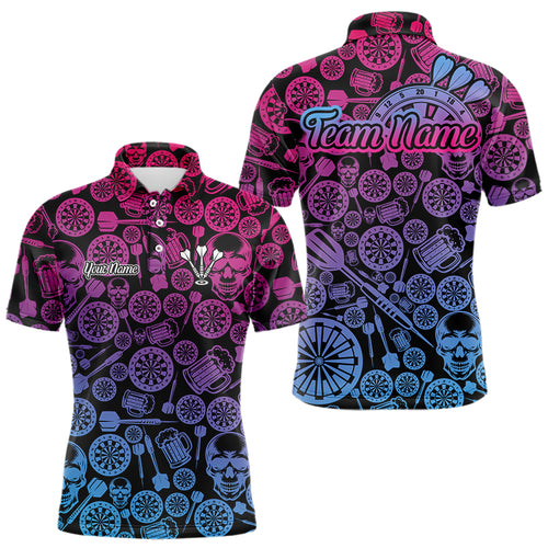 Colorful Gradient Dartboards Funny Dart Shirts For Men, Custom Dart Jerseys NYN0008