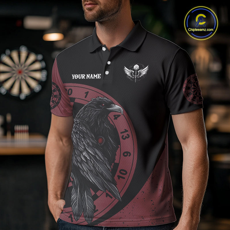 Personalized Black Raven Celtic Tribal Polynesian Dart Shirts For Men, Custom Dart Jerseys NYN0011