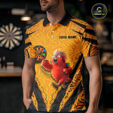 Load image into Gallery viewer, Custom Yellow Claws Pattern Darts Men Polo 14-Zip Shirt, Funny Parrot Darts Team Attire NYN3120