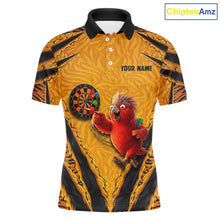 Load image into Gallery viewer, Custom Yellow Claws Pattern Darts Men Polo 14-Zip Shirt, Funny Parrot Darts Team Attire NYN3120