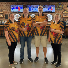 Load image into Gallery viewer, Custom Yellow Claws Pattern Darts Men Polo 14-Zip Shirt, Funny Parrot Darts Team Attire NYN3120