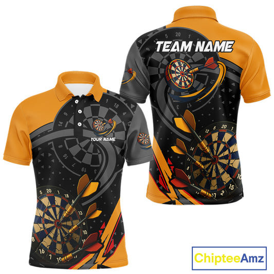 Cracked Dartboard & Dart Arrows Orange Darts Shirt For Men - Custom Name & Team NYN0602