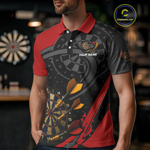 Load image into Gallery viewer, Cracked Dartboard &amp; Dart Arrows Red Darts Shirt For Men - Custom Name &amp; Team NYN0603