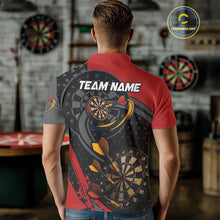 Load image into Gallery viewer, Cracked Dartboard &amp; Dart Arrows Red Darts Shirt For Men - Custom Name &amp; Team NYN0603