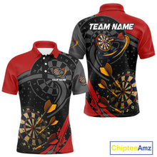 Load image into Gallery viewer, Cracked Dartboard &amp; Dart Arrows Red Darts Shirt For Men - Custom Name &amp; Team NYN0603