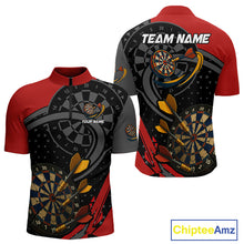 Load image into Gallery viewer, Cracked Dartboard &amp; Dart Arrows Red Darts Shirt For Men - Custom Name &amp; Team NYN0603
