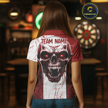Load image into Gallery viewer, Personalized Eagle And Skull Grunge Red Dart Polo Shirts For Women, Dart Team Jerseys NYN0791