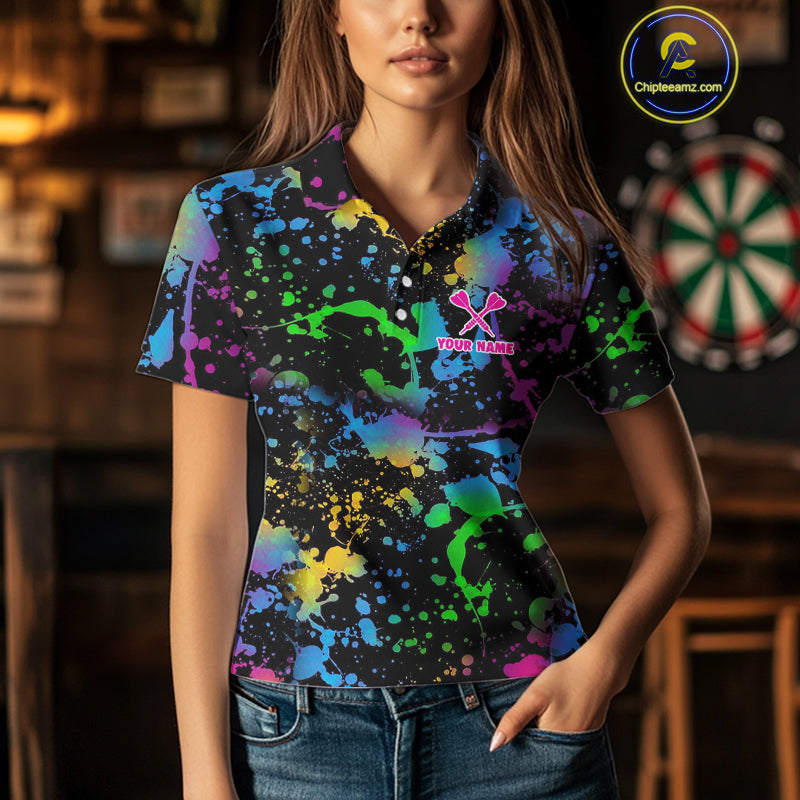Custom Colorful Dartboard Funny Dart Polo Shirts For Women, Dart Team Jerseys NYN0792