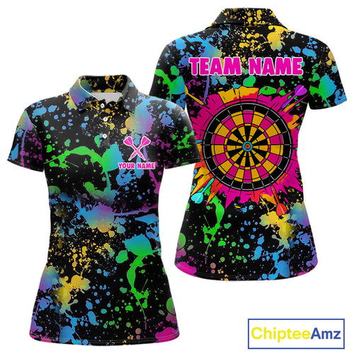 Custom Colorful Dartboard Funny Dart Polo Shirts For Women, Dart Team Jerseys NYN0792