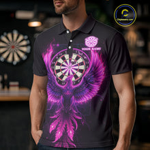 Load image into Gallery viewer, Custom Funny Flame Phoenix Pink Dartboard Dart Men Polo Jerseys Outfits Dart Shirts NYN1743