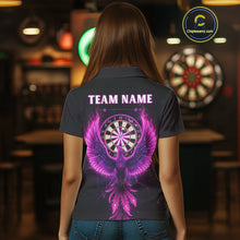 Load image into Gallery viewer, Custom Funny Flame Phoenix Pink Dartboard Dart Women Polo Jerseys Outfits Dart Shirts NYN1743