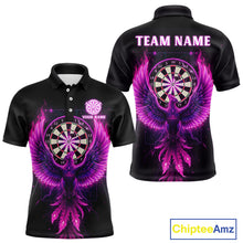 Load image into Gallery viewer, Custom Funny Flame Phoenix Pink Dartboard Dart Men Polo Jerseys Outfits Dart Shirts NYN1743