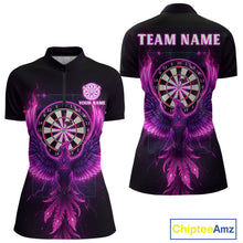 Load image into Gallery viewer, Custom Funny Flame Phoenix Pink Dartboard Dart Women Quarter-Zip Jerseys Outfits Dart Shirts NYN1743