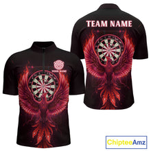 Load image into Gallery viewer, Custom Funny Flame Phoenix Red Dartboard Dart Men Quarter-Zip Jerseys Outfits Dart Shirts NYN1744