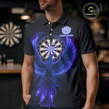 Load image into Gallery viewer, Custom Funny Flame Phoenix Blue Dartboard Dart Men Polo Jerseys Outfits Dart Shirts NYN1745