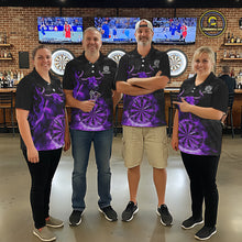 Load image into Gallery viewer, Purple Funny Bull Fire Flame Dartboard Custom Men Darts Polo League Shirts Dart Jerseys NYN2243