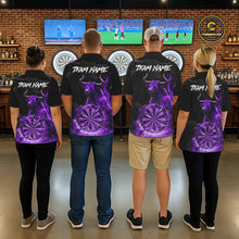 Load image into Gallery viewer, Purple Funny Bull Fire Flame Dartboard Custom Men Darts Polo League Shirts Dart Jerseys NYN2243