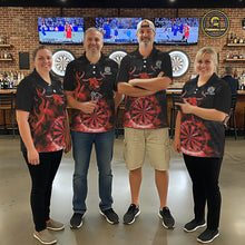 Load image into Gallery viewer, Red Funny Bull Fire Flame Dartboard Custom Men Darts Polo League Shirts Dart Jerseys NYN2244