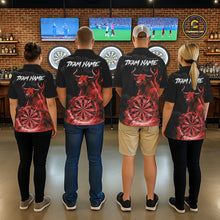 Load image into Gallery viewer, Red Funny Bull Fire Flame Dartboard Custom Men Darts Polo League Shirts Dart Jerseys NYN2244