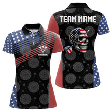 Load image into Gallery viewer, Personalized US Flag Skull Custom Patriotic Dart Shirts For Women, Dart Team Jerseys NYN0013