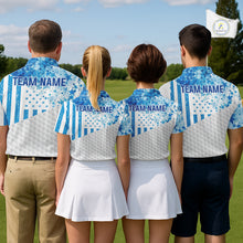 Load image into Gallery viewer, White And Blue American Flag Golf Polos Shirts For Men Custom Patriotic Mens Golf Attire NYN2913