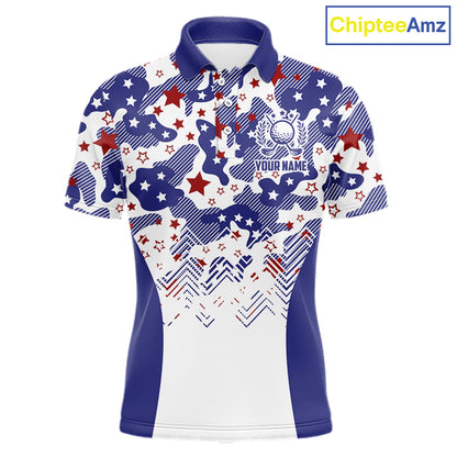 Mens Golf Polo Shirt Camouflage US Flag Custom Patriotic Golf Team Shirts For Men, Golf Gifts NYN2916