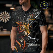 Load image into Gallery viewer, Custom Men&#39;s Dart Team Shirt - Fierce Tiger &amp; Dartboard - Personalized Name &amp; Team NYN0334