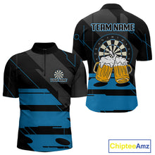 Load image into Gallery viewer, Play Darts &amp; Cheer Beer Custom Funny Dart 1/4-Zip Shirts For Men, Dart Team Jerseys NYN0796