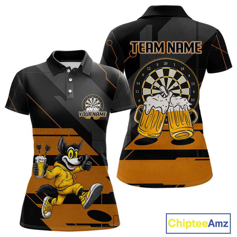 Wolf Play Darts & Beer Custom Funny Dart Polo Shirts For Women, Dart Team Jerseys NYN0797