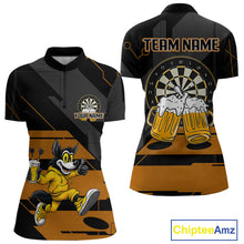 Load image into Gallery viewer, Wolf Play Darts &amp; Beer Custom Funny Dart 1/4-Zip Shirts For Women, Dart Team Jerseys NYN0797