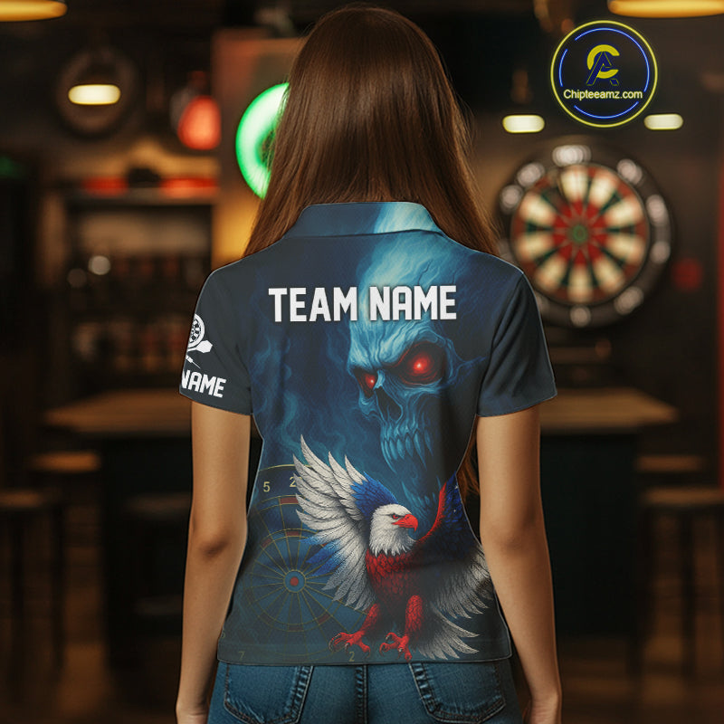 Custom Women Darts Shirt Personalized Smoke Skull Eagle Dartboard Dart Team Jerseys NYN1167