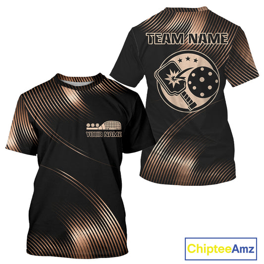 Custom Men Pickleball T-Shirt Personalized Pickleball Paddle For Gold Pickleball Lovers NYN1172