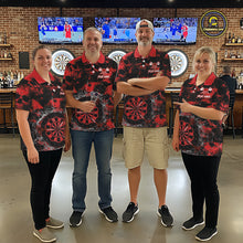 Load image into Gallery viewer, Red Grunge Skull Cracked Glass Dartboard Custom Men Darts Polo Shirts Dart Team Jerseys NYN2259