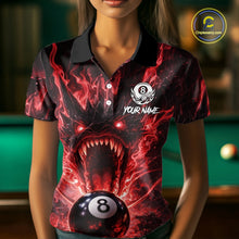 Load image into Gallery viewer, Dragon 3D Pool 8 Ball Women's Billiard Shirt Custom Red Flaming Billiard Team League Attire NYN2546