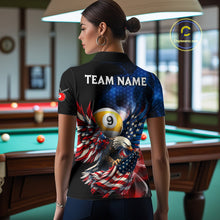Load image into Gallery viewer, US Flag Eagle Pool 8 Ball &amp; 9 Ball Women's Billiard Shirt Custom Freedom Patriotic Billiard Attire NYN2548