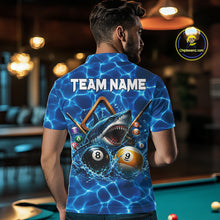 Load image into Gallery viewer, Lightning Blue Waving Funny Shark Mens Billiard Shirts Custom 8 Ball &amp; 9 Ball Billiard Team Jersey NYN3305