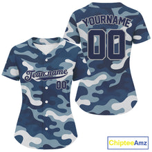 Load image into Gallery viewer, Custom Camouflage Baseball Jersey For Women Personalized Navy Camo Youth Baseball Jerseys NYN1186