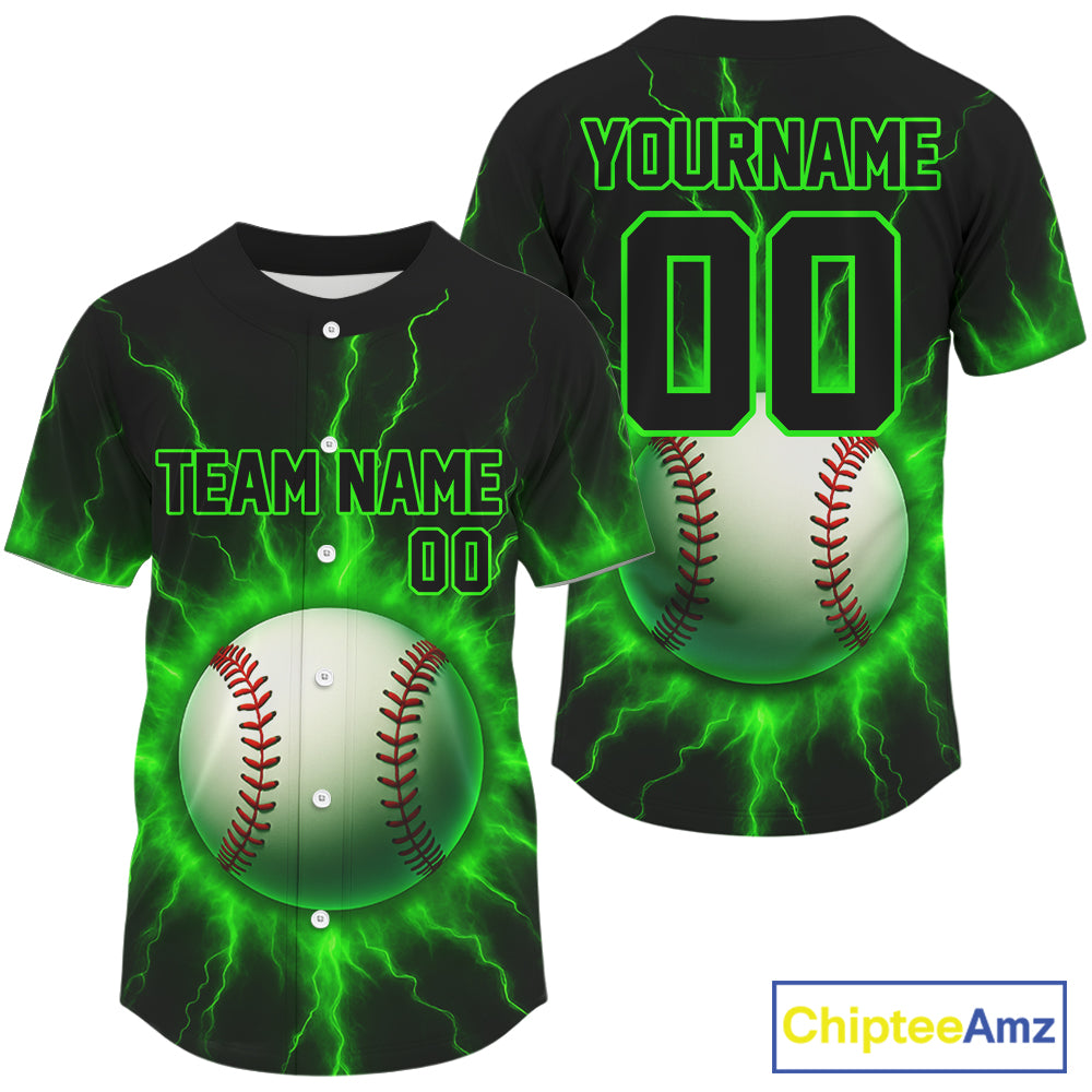 Custom Black And Lightning Green Baseball Ball Shirt For Men Baseball Tournament Jerseys NYN1506
