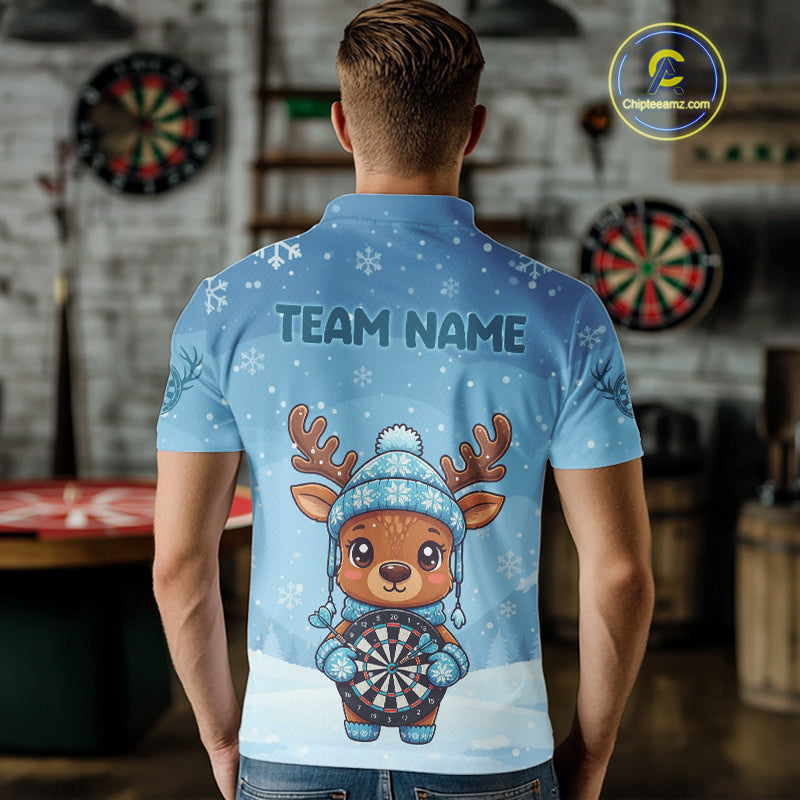 Reindeer Snowflakes Darts Shirt Custom Men Polo Dart Jerseys Funny Xmas Dart Jerseys NYN2043