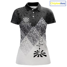 Load image into Gallery viewer, Black White Grunge Heart Dartboard Women Darts Valentine Shirt Custom Dart Polo Couple Gifts NYN2553