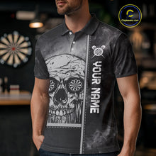 Load image into Gallery viewer, Custom Black And Grey Smokes Skull Dartboard Dart Shirts For Men Dart Team Jerseys NYN0067
